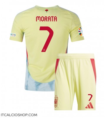 Spagna Alvaro Morata #7 Seconda Maglia Bambino Europei 2024 Manica Corta (+ Pantaloni corti)